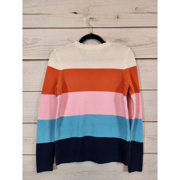 Loft Women's Multicolor Striped Crew Neck Long Sleeve Pullover Sweater Sz Small - Picture 2 of 6